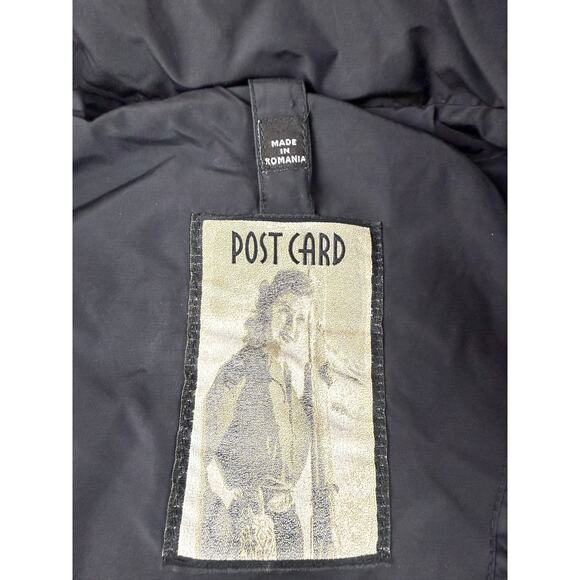 Post Card Women's 2 I38 GB4 Black Puffer Winter Coat Made In Romania - Picture 4 of 16